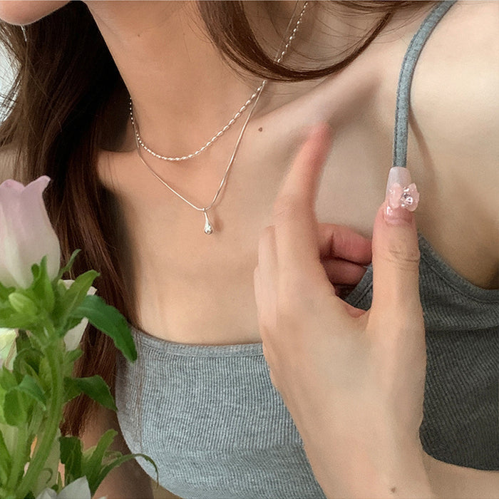Wholesale Simple and versatile double layered necklace for women with a cold and aloof style, personalized temperament, high-end feeling, collarbone chain, neck chain