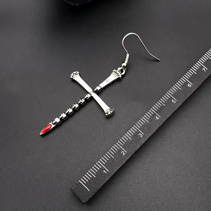 Wholesale  gothic dark style skull coffin nail cross earrings for women