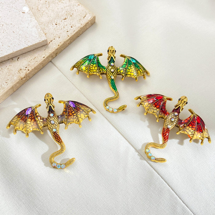 Wholesale Retro Dragon Dripping Oil Enamel Brooch Accessory Gift