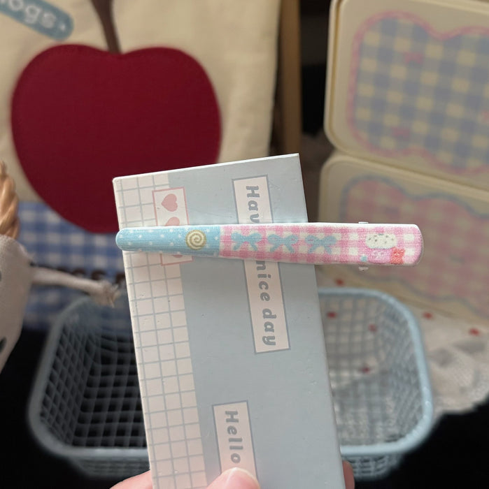 Wholesale Blue Striped Cake Design Metal Hair Clip Sweet Cute Casual Hair Accessory