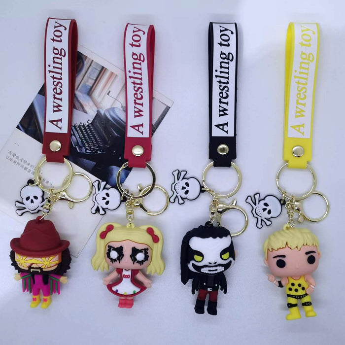 Wholesale Cross-border creative cartoon glue wrestling toy doll key chain bag car key chain accessories gift