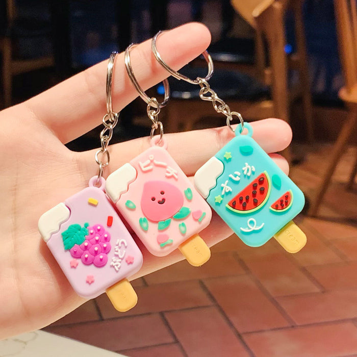 Wholesale New Mini Mini Cartoon Cute Fruit Ice Cream Keychain Car Chain Personalized Luggage Hanging Decoration Small Gift