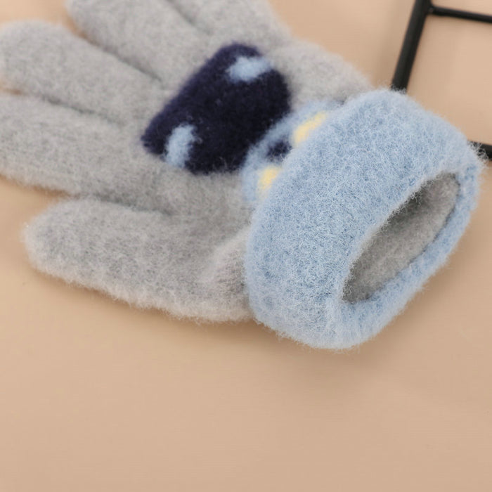 Wholesale Cartoon Warm Gloves  Fleece Lining Thickened Fingers