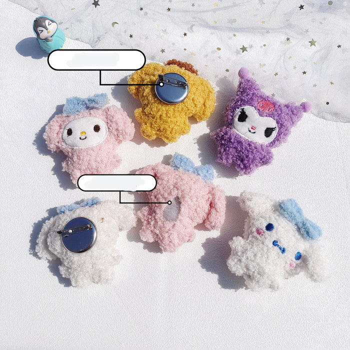 Wholesale New cute cartoon plush doll brooch curly hair decorative doll pendant