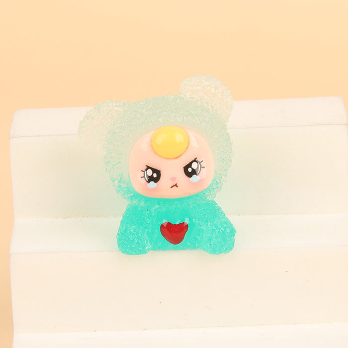 Wholesale Gradient doll resin glow-in-the-dark cute particle keychain