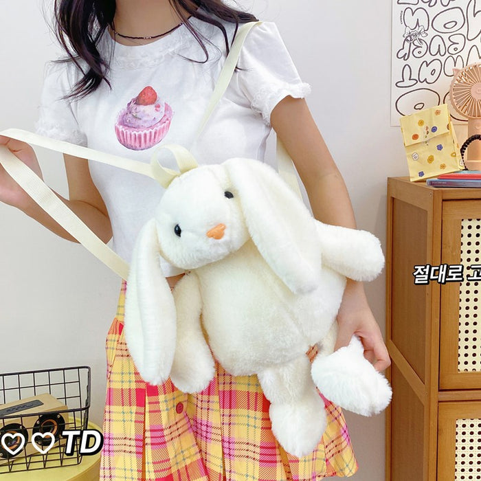 Wholesale Cartoon Cute Plush Bag Double Back Toy Rabbit Backpack Doll Bag
