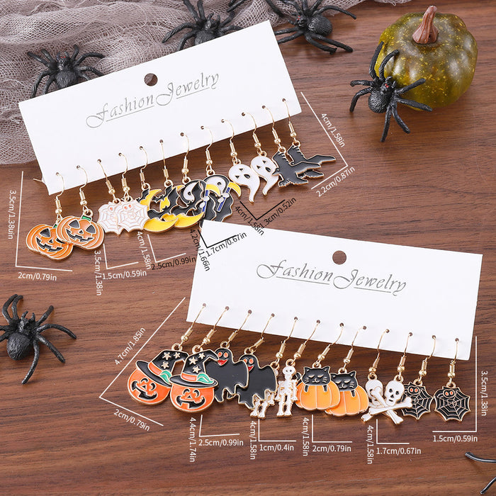 Wholesale Zinc Alloy Earring Set Ghost Pumpkin Skull Drop Earrings Party Gift