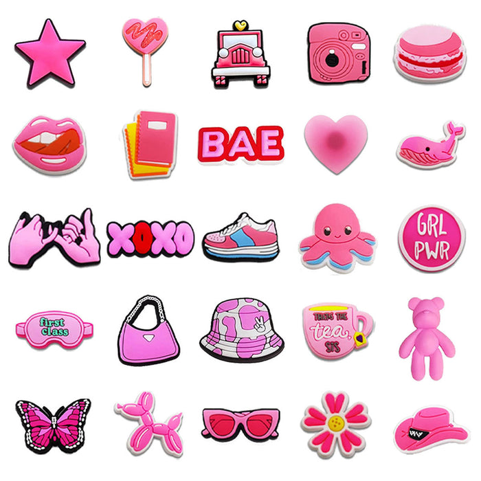 Wholesale 100PCS DIY Pink Girls Shoe Buckle PVC Decorations JDC-SC-RYY002