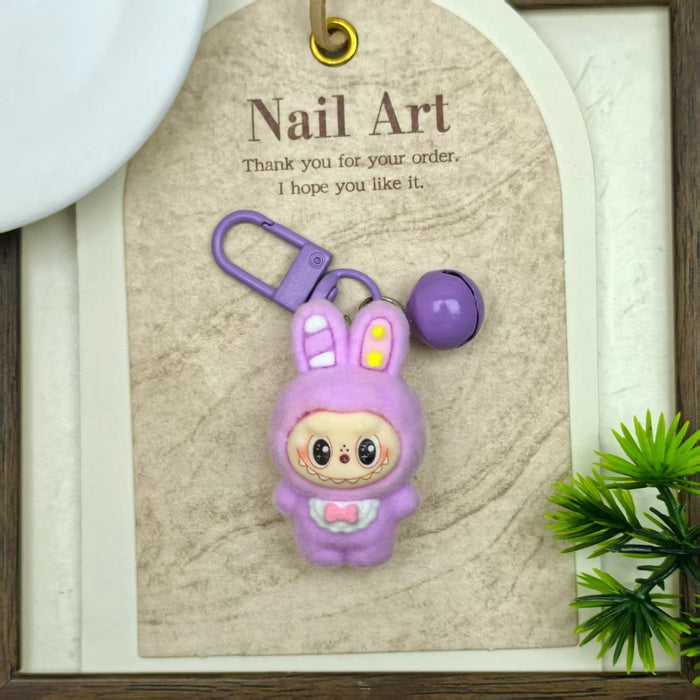 Wholesale flocked bell resin accessory Keychains