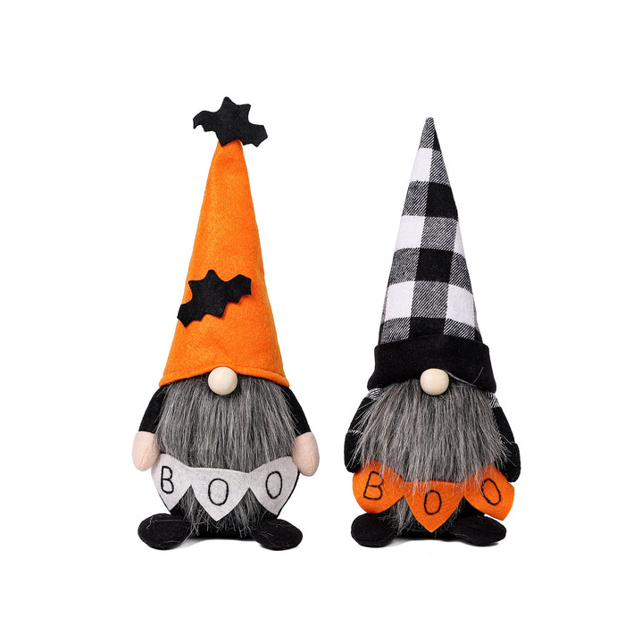 Wholesale  Ghost Festival decoration desktop ornaments letters red and black plaid hat forest man doll ornaments