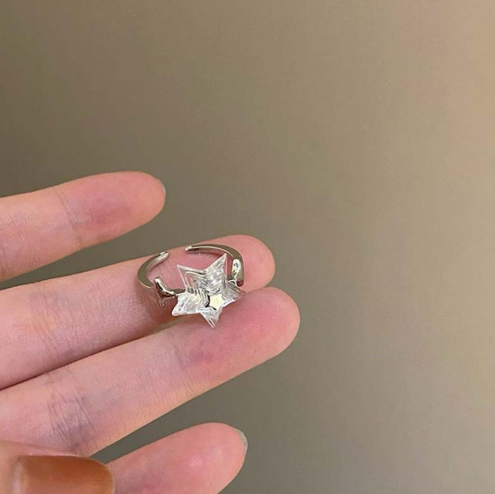 Wholesale Transparent star ring women' s open adjustable ring