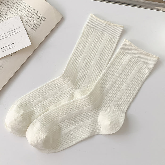 Wholesale Socks Thin Stacked Socks Versatile Pure Cotton Mesh Hollow Middle Tube Socks