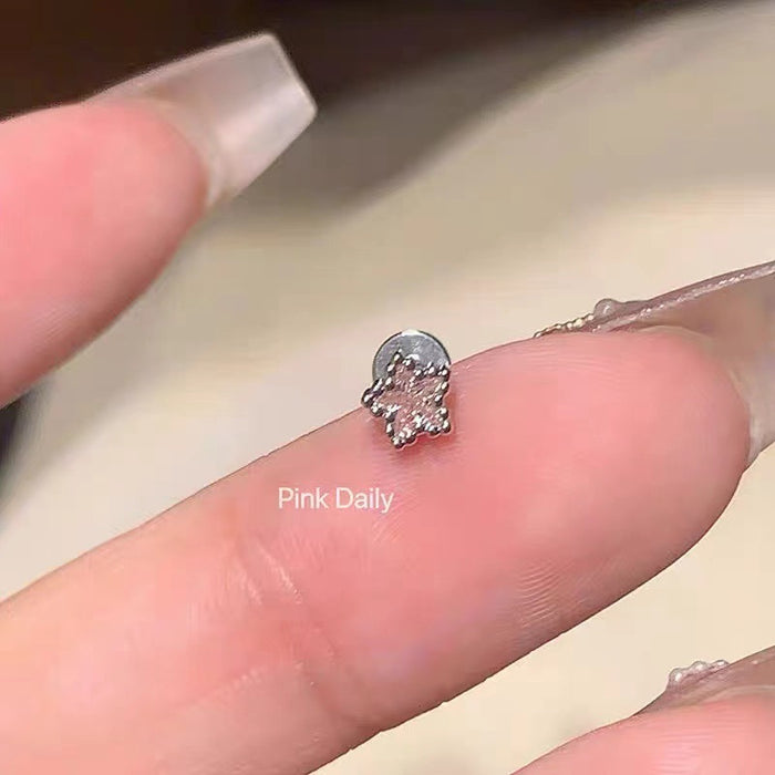 Wholesale New zircon cross stud titanium steel butterfly earrings