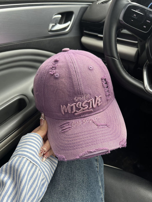 Wholesale Embroidered baseball cap with perforated letters, versatile sunshade and sun protection hat