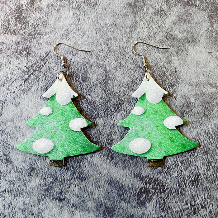 Wholesale Christmas earrings leather Christmas Tree Holiday earrings