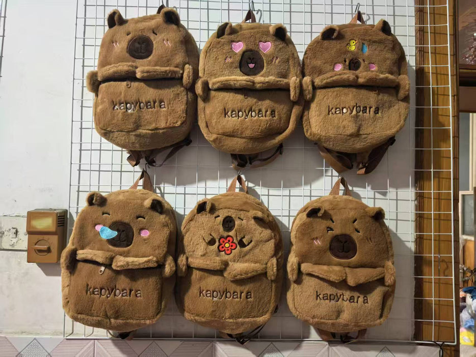 Wholesale Plush Capybara Backpack Cute Crossbody Handbag Female Cartoon Student Small Backpack