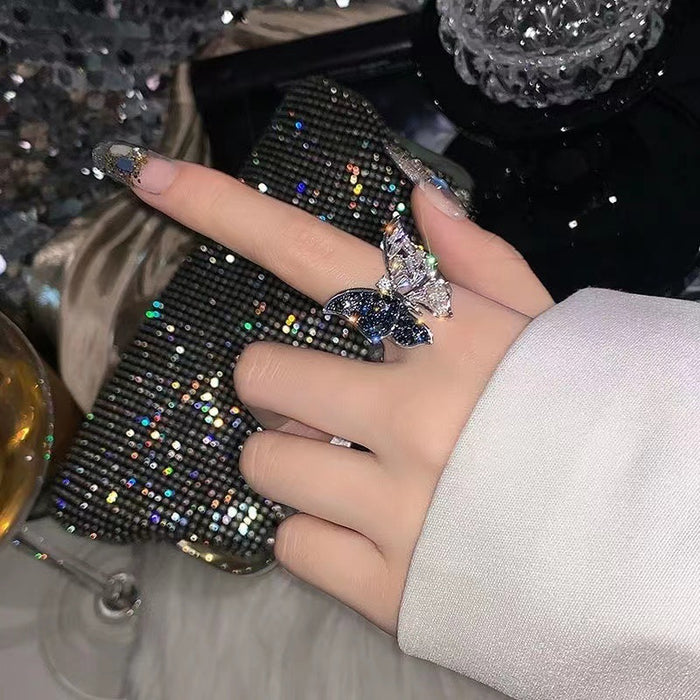 Wholesale Butterfly opening adjustable ring, light luxury and niche index finger ring