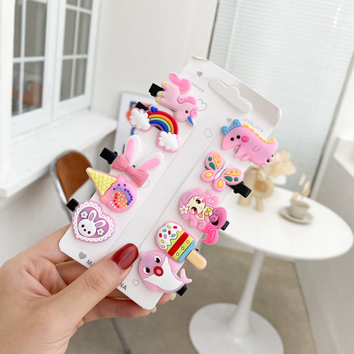 Wholesale 10 pcs soft rubber fruit-themed cute cartoon kids' hair clips