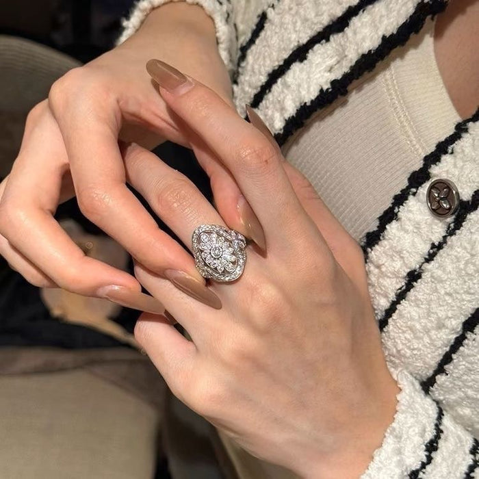 Wholesale Zircon Flower Open Ring