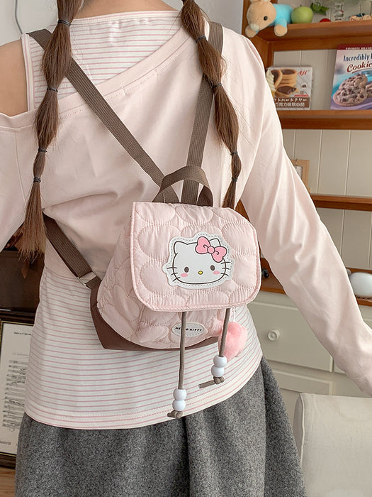 Wholesale Sweet and cute bow-knot cat print flap backpack