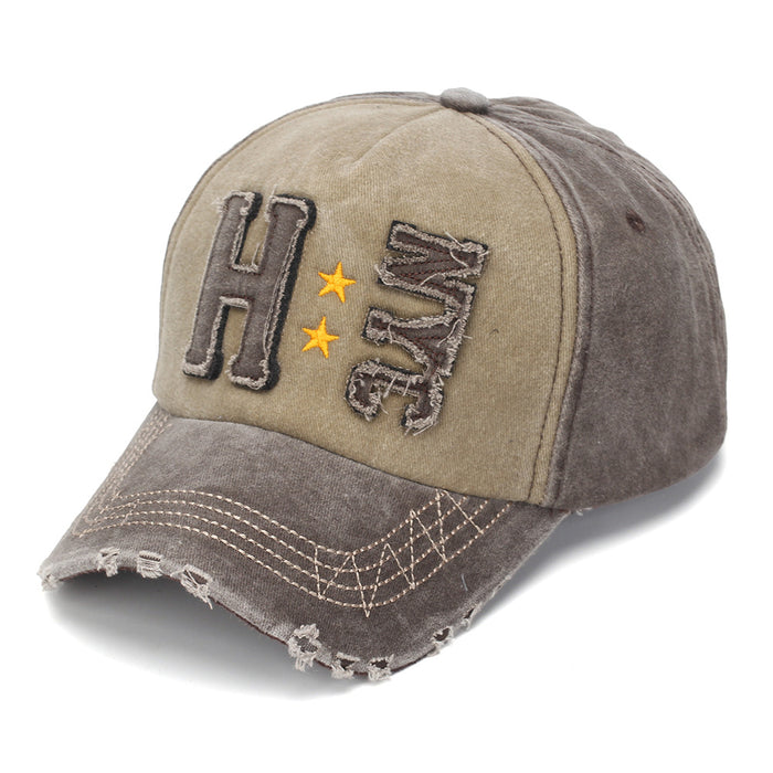 Wholesale Trendy Distressed Baseball Cap with Letter Patch Summer Sun Hat for Resale