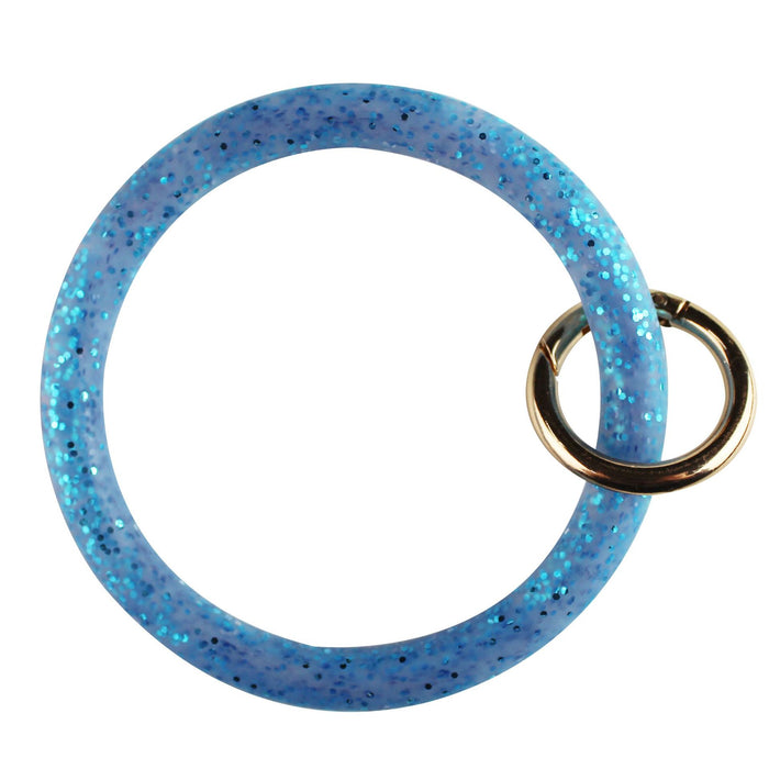 Wholesale glitter sequins gold powder silicone bracelet car keychain creative circle key ring