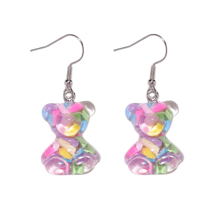 Wholesale Colorful Candy Acrylic Bear Earrings JDC-ES-Xunt004