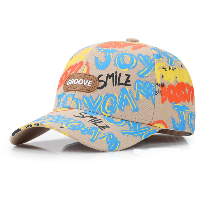 Wholesale wholesale Children's Street-fried Graffiti Baseball Cap Leather Label Cap