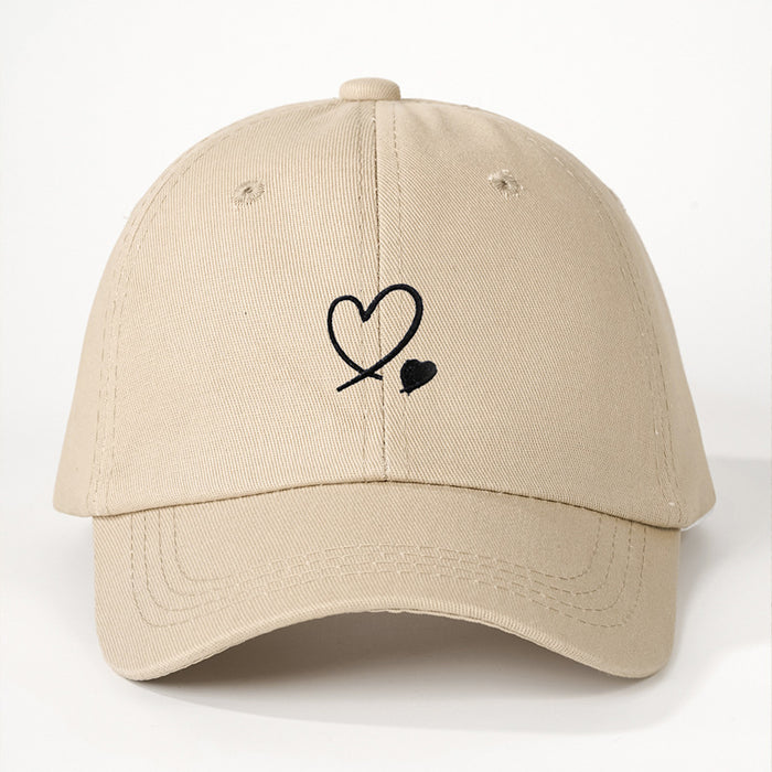 Wholesale Embroidered Love Customized Pure Cotton Baseball Hats for Men and Women Outdoor Sunscreen Soft Top Duck Tongue Hats JDC-FH-TQ002