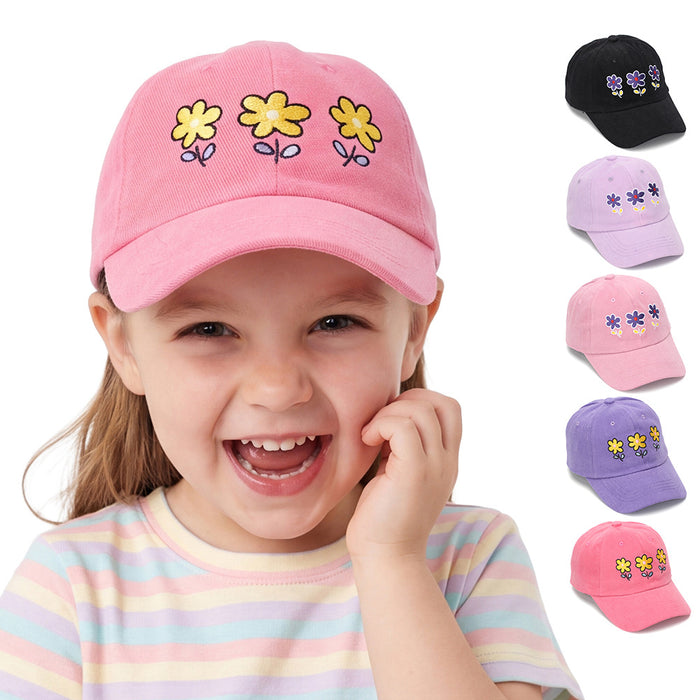 Wholesale Embroidered Flower Baseball Cap for Girls - Trendy Sun Hat with Curved Brim