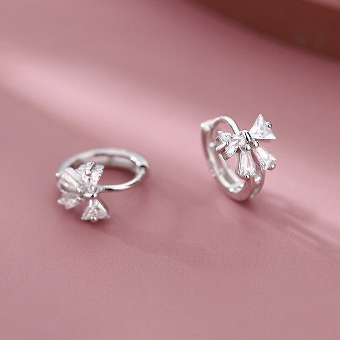 Wholesale Silver Needle Bow Earrings Circle Earrings