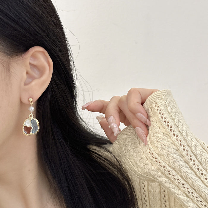 Wholesale Oil Painting Retro Irregular Color Block Baroque Pearl Earrings Women's  Ear Clip