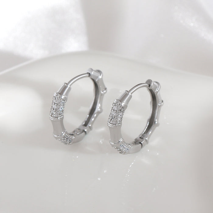 Wholesale New light luxury niche plain ring earrings with diamond studded earrings and versatile temperament earrings