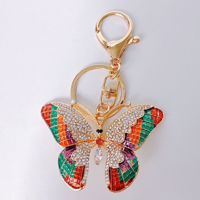 Wholesale Rhinestone Colorful Butterfly Alloy Keychain JDC-KC-ZhanLun007