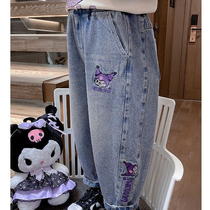 Wholesale Spring and Autumn Girls' Jeans Trousers Cartoon Pants Small and Medium-sized Baby Girls' All-match Casual Trendy Pants