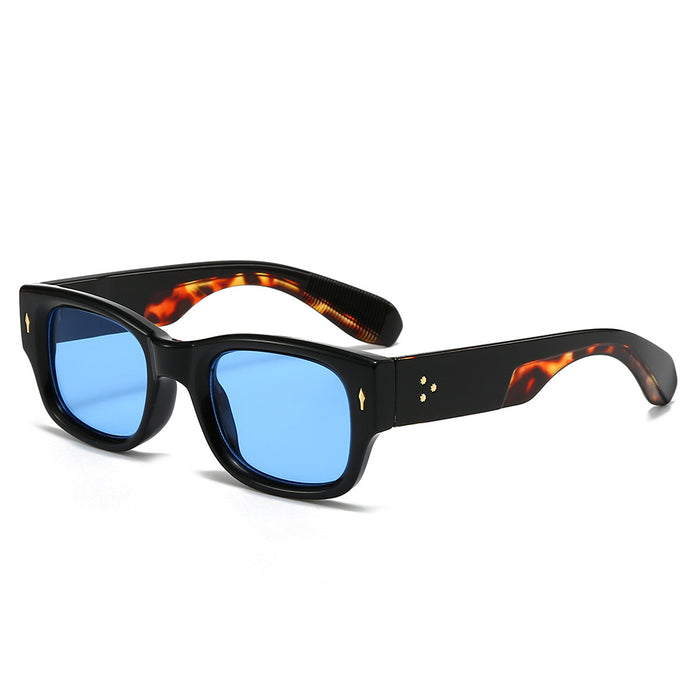 Wholesale Minimalist sunglasses with narrow frame, wide legs, personalized rice nail decoration, fashionable sunglasses