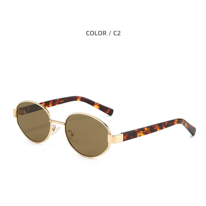 Wholesale Sunglasses Metal Elliptical Retro Cat Eye Sunglasses Women's Premium Nylon