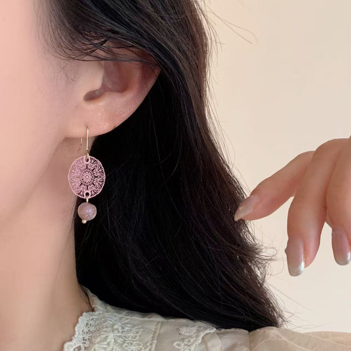 Wholesale Purple Window Glass Bead Earrings Ear Hook Earrings