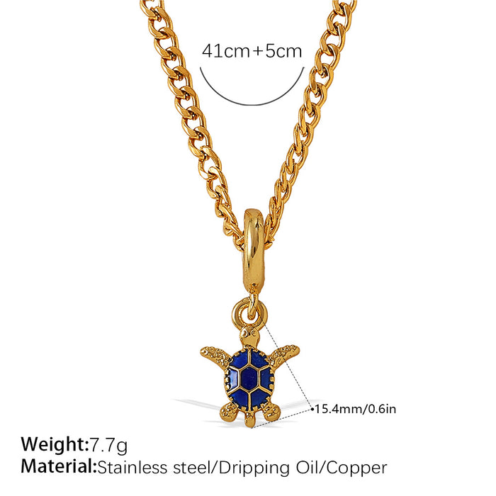 Wholesale Seaside holiday style turtle and starfish pendant necklace gold-plated diamond jewelry