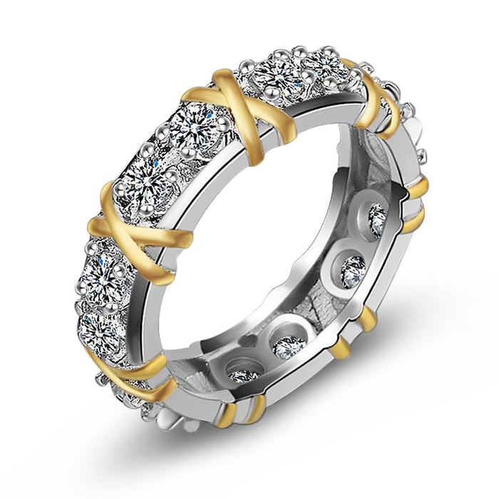 Wholesale Sterling Silver Gold-plated Two-tone Diamond Ring JDC-RS-ShiTL005