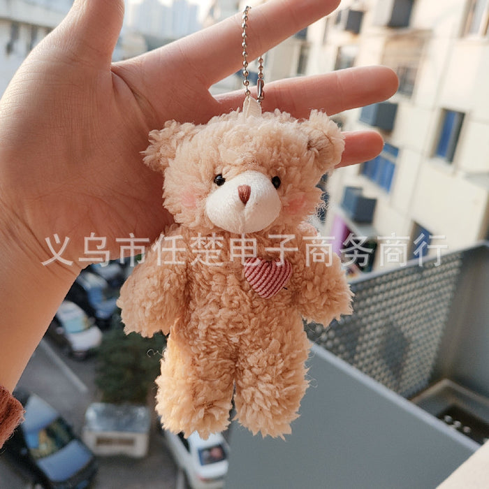 Wholesale Cute Powder Blusher Bear Pendant Plush Bag Pendant Female Conjoined Bear Creative Key Chain Doll JDC-KC-RC003