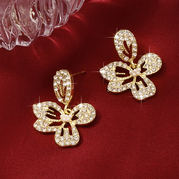 Wholesale Silver needle temperament flower earrings, niche and exquisite earrings
