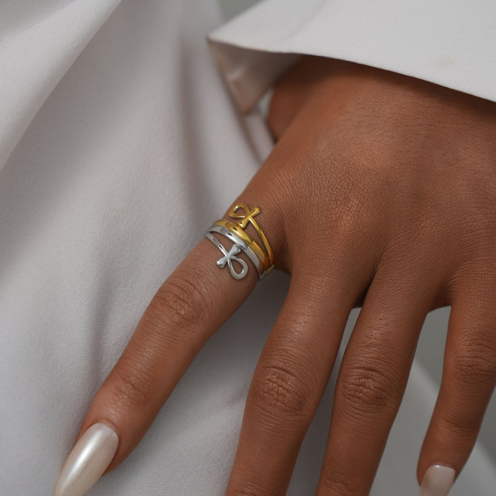 Wholesale Stainless Steel Key of Life Open Ring Simple Hand Jewelry Women