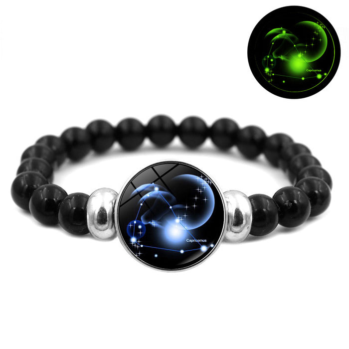 Wholesale Luminous Twelve Constellations Black Handmade Beaded Bracelet