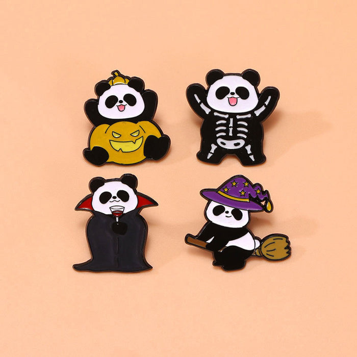 Wholesale  Panda Brooch Cartoon  Decoration Pumpkin Head Witch Vampire Skull Oil Drop Alloy Badge