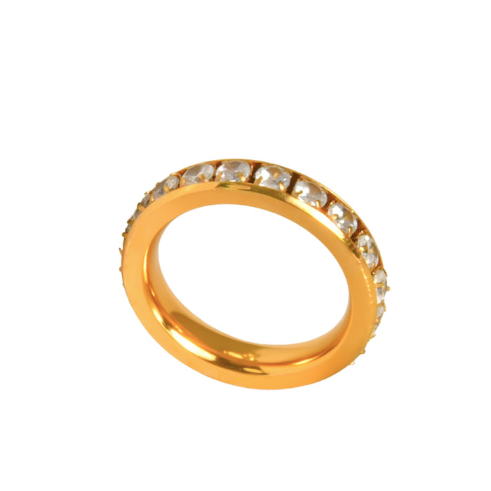 Wholesale Stainless steel gold-plated rotating ring inlaid with diamonds Stainless steel diamond couple ring