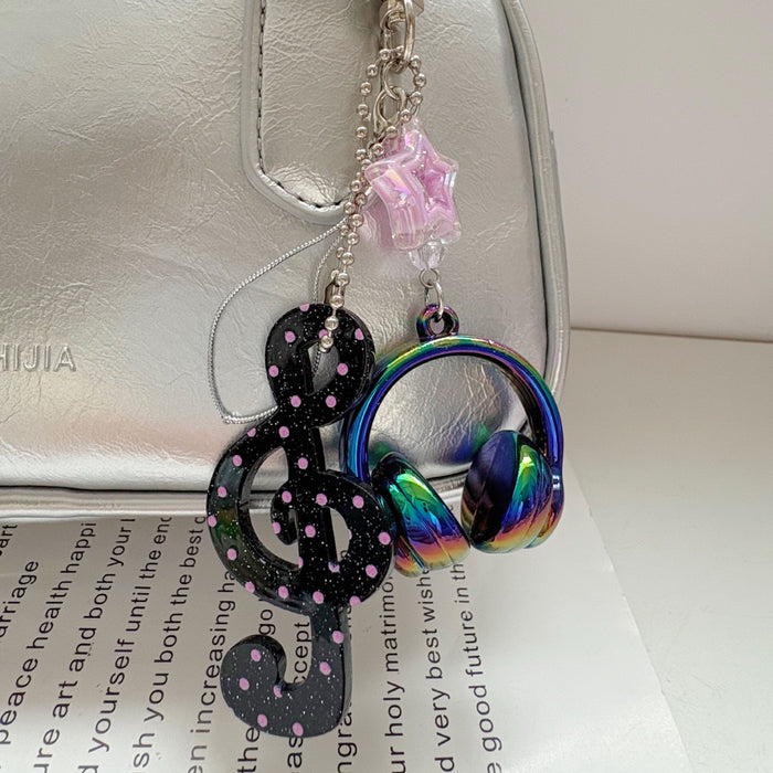 Wholesale Vintage Music Note Star Acrylic Keychain Bag Charm Trendy Accessory Gift