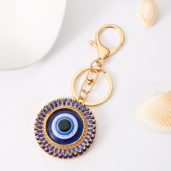 Wholesale Chic Evil Eye Rhinestone Keychain Pendant Zinc Alloy Bag Charm MOQ≥2