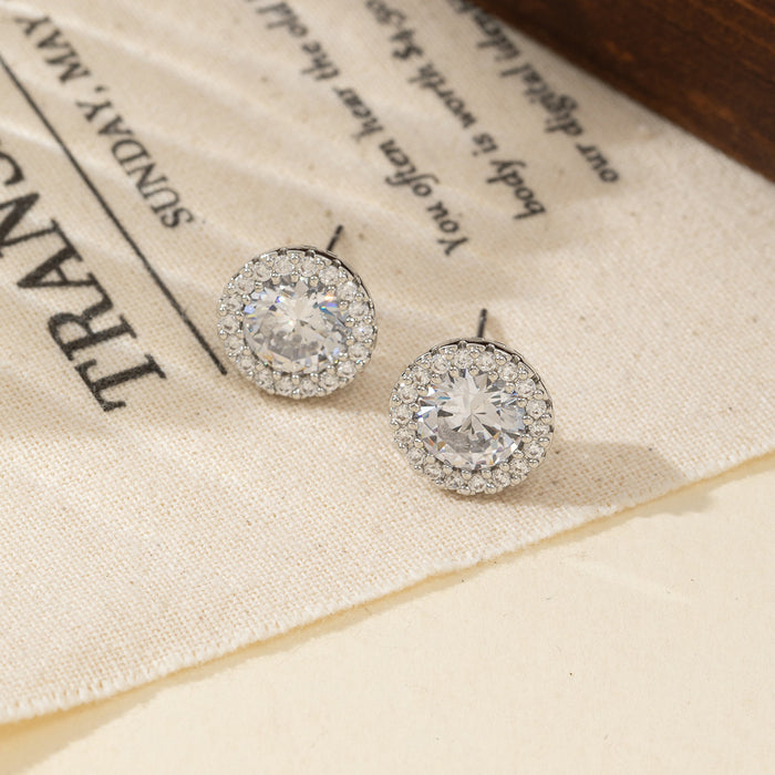 Wholesale Full Diamond Inlaid Three-Dimensional Zircon Stud Earrings Round Earrings