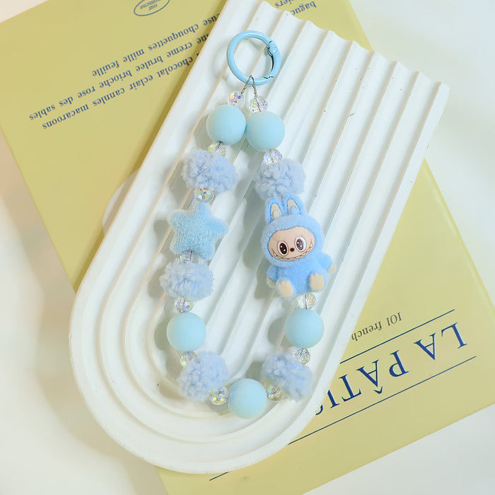 Wholesale Plush doll bag keychain pendant flocking doll cute grain mobile phone accessories for women